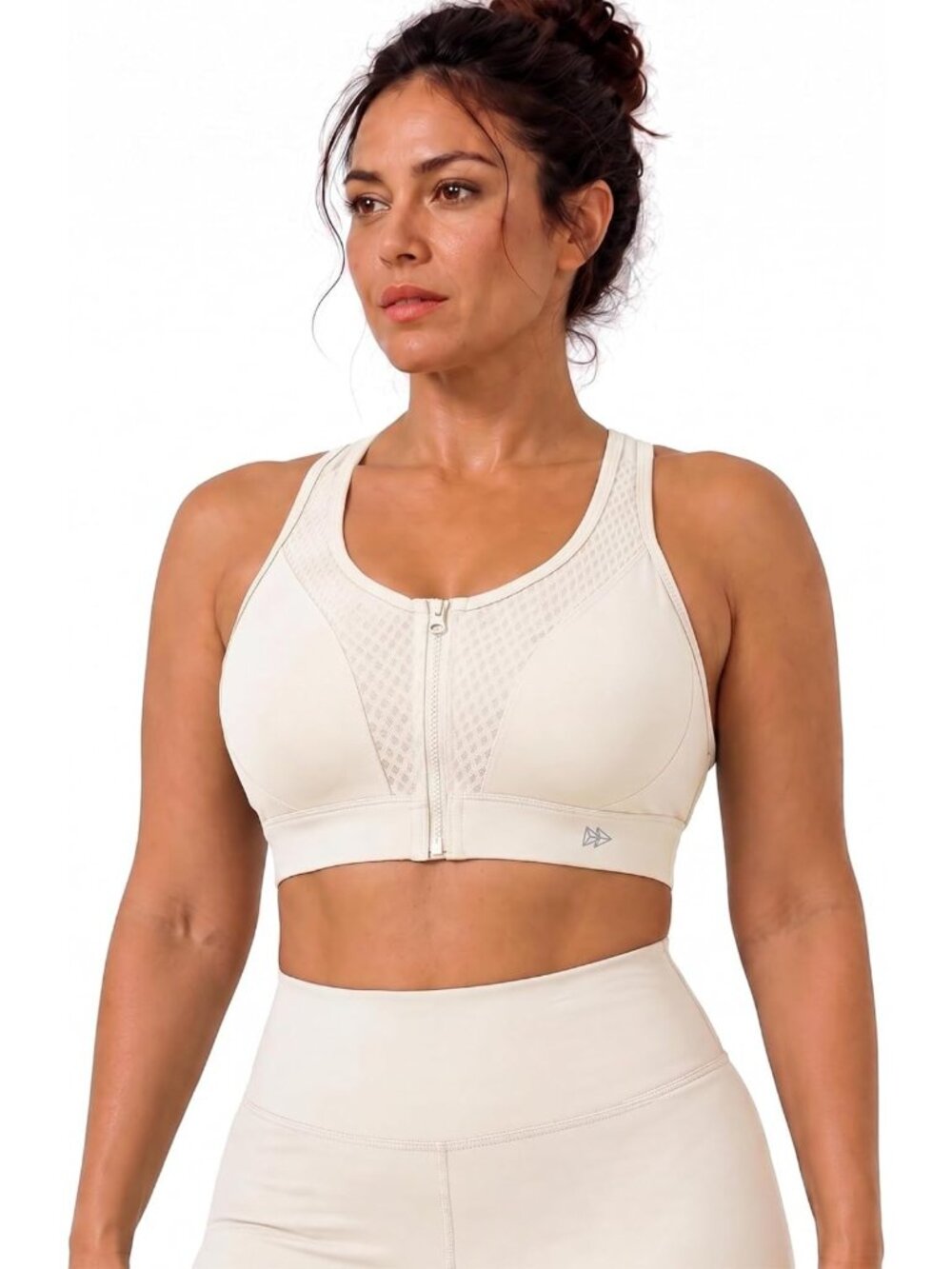 High-Support Zip-Front Sports Bra for Women | Breathable Grid Mesh Design